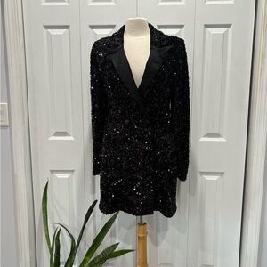 Good American Black Sequin Blazer